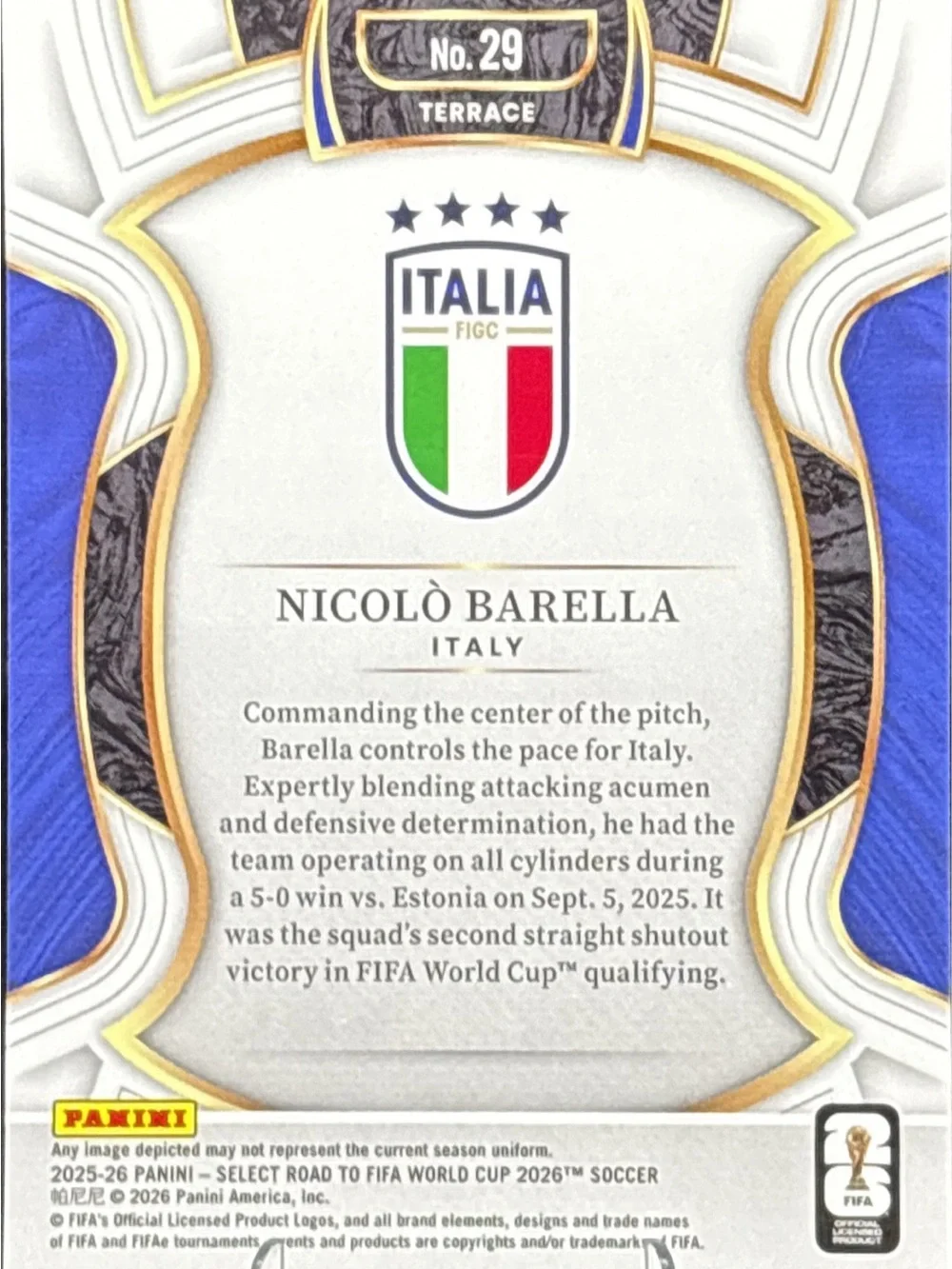 Panini Select Nicolò Barella Italy Soccer Card